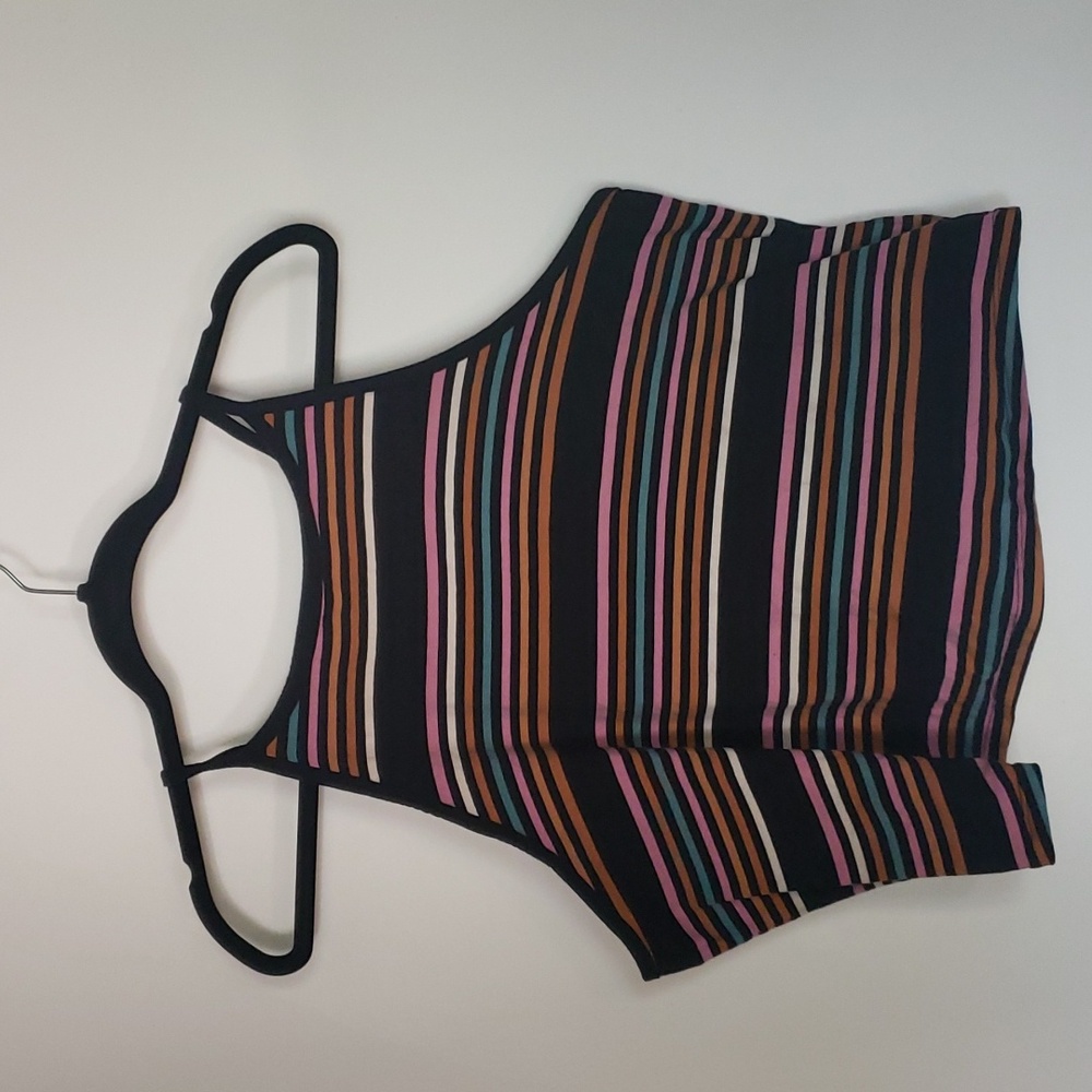 Multi-colored Striped Crop Tank Top
